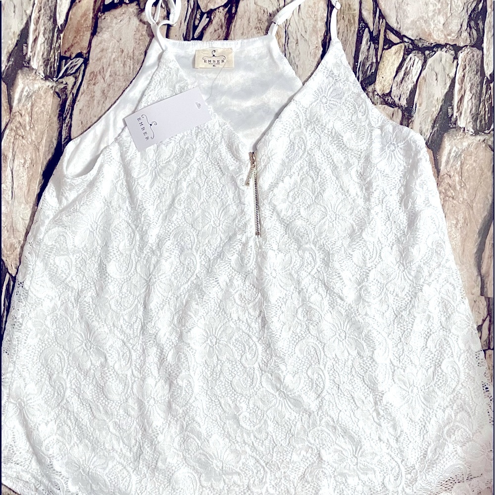 White lace with gold embellishment
